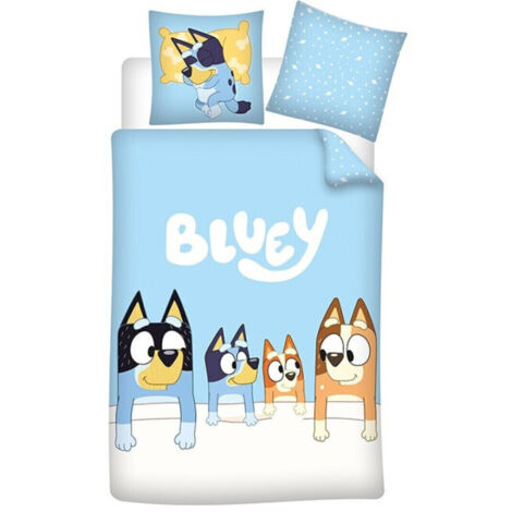 Parure de lit réversible Bluey - Bleue - 140 cm x 200 cm
