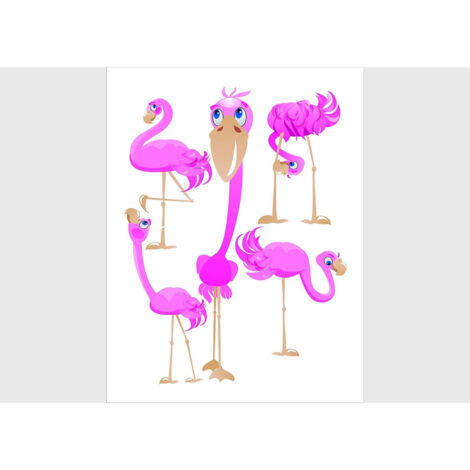 Stickers - Flamants roses - 1 planche 65x85 cm (1/5)