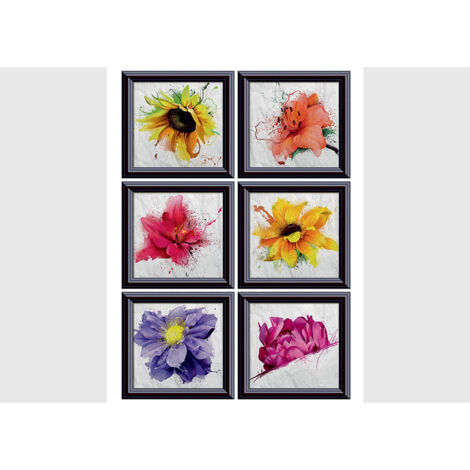 Stickers - Fleurs Multicolores Dans Un Cadre Noir - 1 planche 65 x 85 cm (1/5)