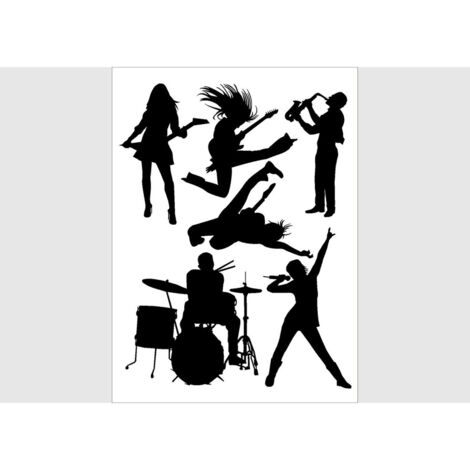 Stickers - Groupe de Rock N Roll - 1 planche 65x85 cm (1/5)
