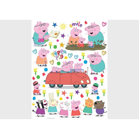 Stickers - Peppa pig et sa famille en voiture - 1 planche 65x85 cm (1/5)