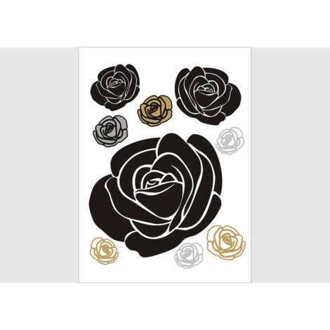 Stickers - Roses Noires, Dorées et Argentées - 1 planche 65 x 85 cm (1/5)