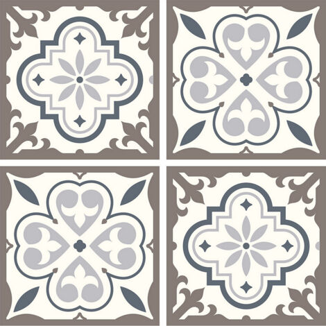 Stickers - Motifs fleurs grises- 1 planche 30x30cm (1/4)