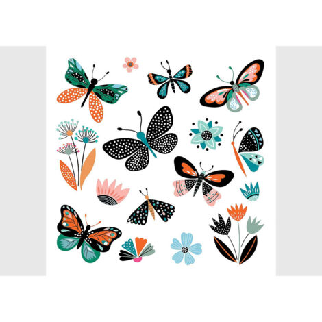 Stickers Papillons abstract - 1 planche 30x30cm (1/5)