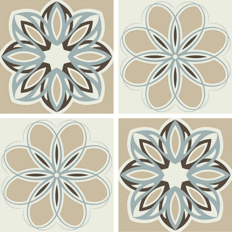 Stickers - Motifs fleurs beiges- 1 planche 30x30cm (1/4)