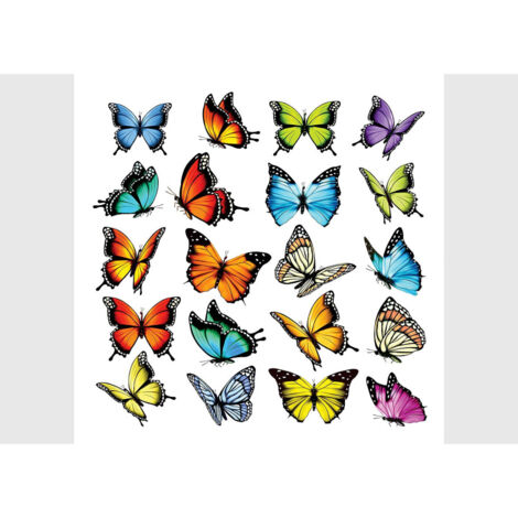 Stickers Papillons multicolores - 1 planche 30x30cm (1/5)