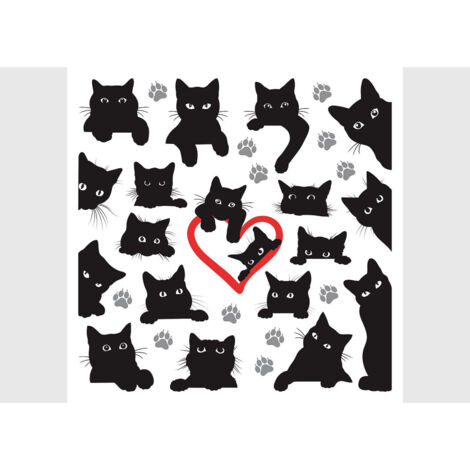 Stickers avec des chats noirs  - 1 planche 30x30 cm (1/5)