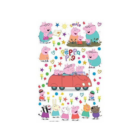 Stickers Peppa pig et ses amis en voiture - 1 planche 42,5 x 65 cm (1/4)
