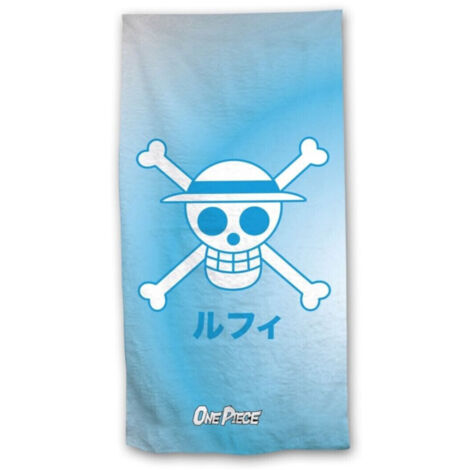 Serviette De Plage - One Piece - Fond Bleu Avec Une Tête De Mort - 70x140 cm (1/3)