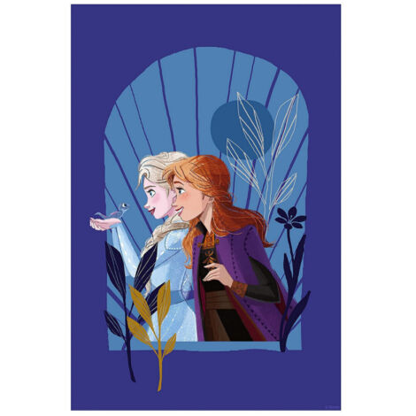 Poster d'Art - Elsa & Anna Avec Un Petit Oiseau Sur La Main - 50 x 70 cm (1/3)