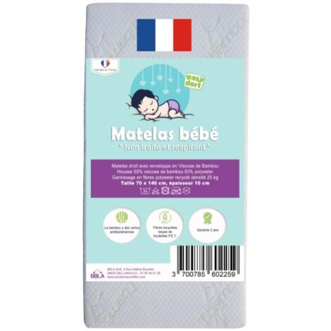 Matelas en Bambou 70x140 cm pour lit bébé