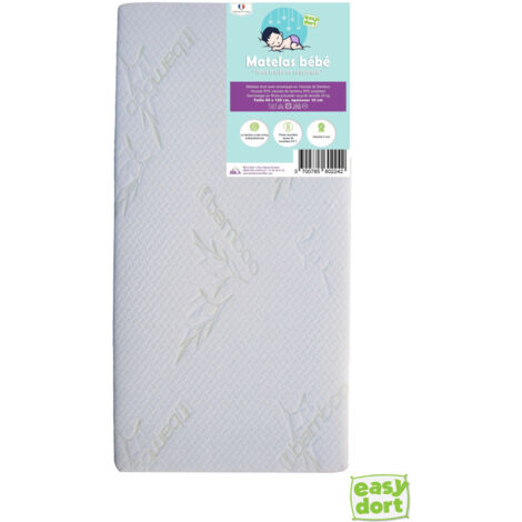 Matelas Droit en bambou pour berceau, lit bébé, lit parapluie 60x120 cm (1/4)