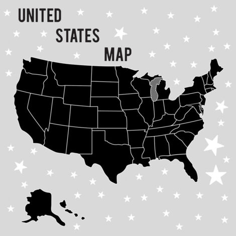 Stickers - Carte Des USA - Hauteur 92.71 cm (1/3)