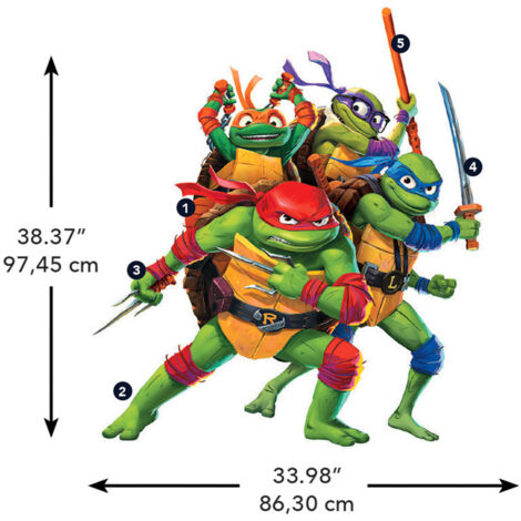 Stickers repositionnables - Les Tortues Ninja - Leonardo, Donatello, Raphaël et Michelangelo (1/5)