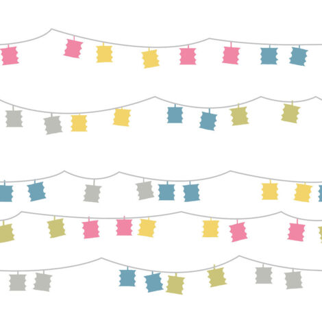 Papier peint auto-adhésif - Lanternes Roses Grises - 5.75 m x 45 cm (1/4)