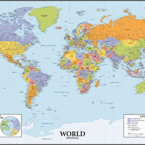 Stickers muraux géants carte du monde – 101,6 cm – Autocollants repositionnables multicolores – Décoration chambre enfant – Thedecofactory (1/5)