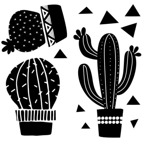 Stickers - Cactus Noirs - Hauteur 22,9 cm (1/3)