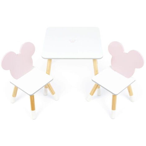 Ensemble Table En Bois - MINNIE (50X50X44CM) + 2 Chaises (26,5X26,5X50CM) (1/5)