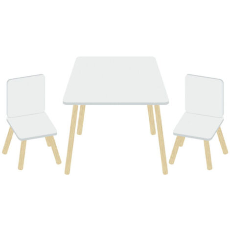Ensemble Table En Bois (50X50X44CM) + 2 Chaises (26,5X26,5X50CM) (1/3)