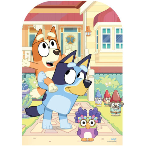 Figurine en carton passe tête Bluey, Bingo et Chattermax a la maison - Haut 136 cm (1/5)