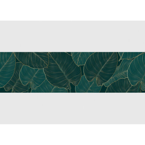 Frise murale auto-adhésive feuille verte elliptique – Longueur 500 cm – Largeur 13.8 cm – Impression numérique vinyle – 1 pièce – Ag Art
