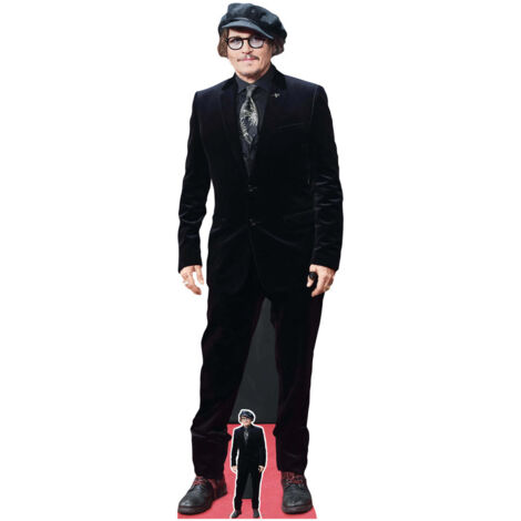Figurine en carton - Johnny Depp costume noir et gavroche - Acteur - Haut 179 cm (1/4)