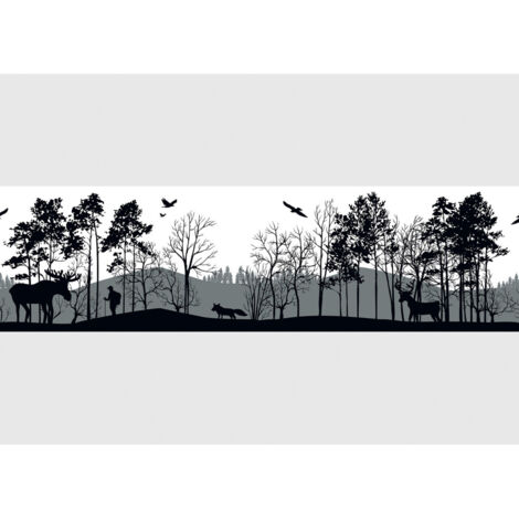 Frise murale auto-adhésive silhouette forêt 500 cm x 13.8 cm – Impression numérique vinyle – Décoration chambre enfant – Ag Art