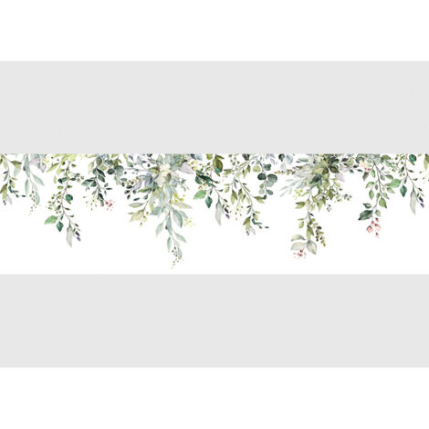 Frise murale auto-adhésive feuilles et fleurs tombantes – Longueur 500 cm – Largeur 13.8 cm – Impression numérique vinyle – Ag Art