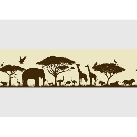 Frise auto-collante safari animaux de la savane