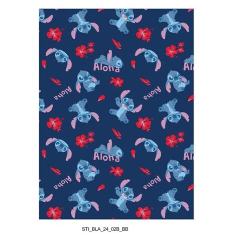Plaid - Stitch Fleurs Rouges - 110 cm x 150 cm (1/2)