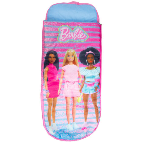 Lit gonflable 2 en 1  avec sac de couchage intégré - Barbie 3 personnages