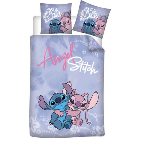 Parure de lit enfant 140x200 cm réversible – 1 housse de couette et 1 taie d'oreiller – Polycoton – Licence officielle Lilo & Stitch – Aymax (1/2)