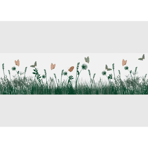 Frise auto-collante Silhouette d'herbe et papillon