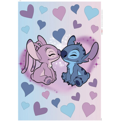 Sticker mural enfant Stitch et Angel – Autocollant décoratif multicolore – Film vinyle – Pose facile sur surfaces lisses – Komar