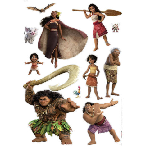 Sticker mural Vaiana et personnages de sa famille (1/3)