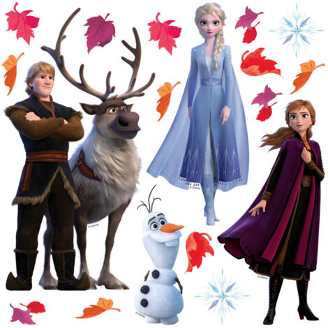 Mini Stickers Disney - La Reine des Neiges 2 - modèle feuilles d'automne - 30 CM x 30 CM (1/4)