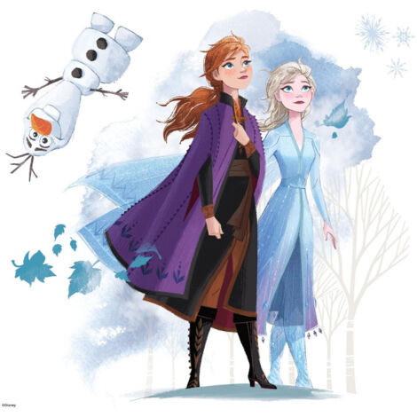 Stickers Elsa, Anna et Olaf La Reine des Neiges 2 Disney Aquarelles (1/4)