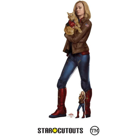 Figurine en carton Captain Marvel Brie Larson avec Goose H 174 CM (1/5)