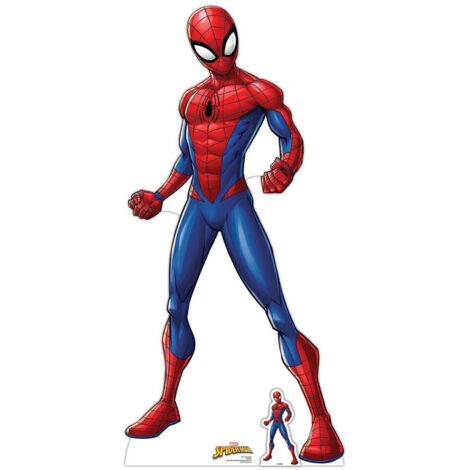 Figurine en carton Spider-Man Spiderverse comics – Hauteur 179 cm – Largeur 85 cm – Matériau carton léger – Repositionnable – Star Cutouts