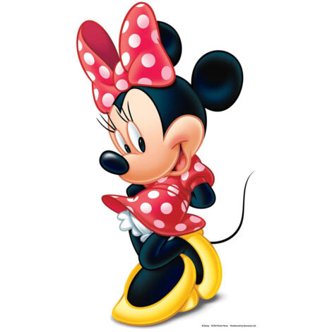 Figurine en carton Minnie Mouse robe à pois et mains derrière le dos -Haut 89 cm