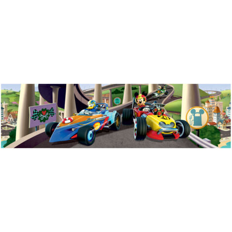Frise auto-adhésive Mickey Mouse Mickey et Donald fond la course de Disney 14CM X 5M (1/2)