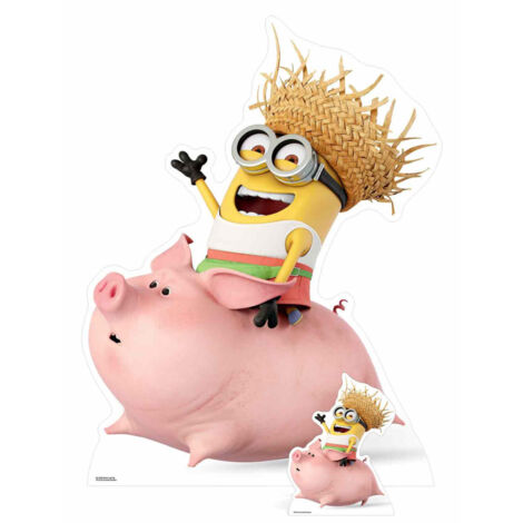 Figurine en carton Minion sur un cochon rose H 130 cm (1/3)