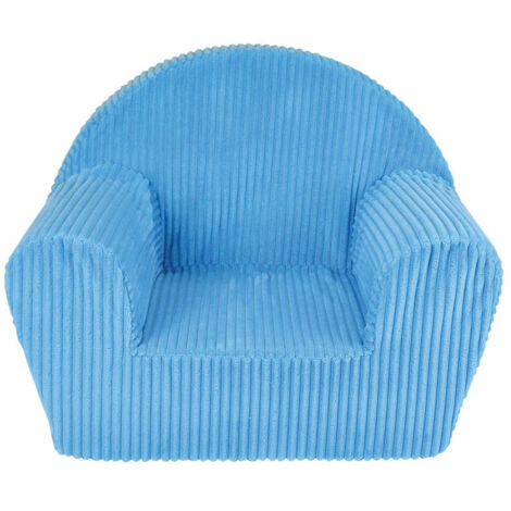 Les Tendances – Fauteuil enfant velours côtelé bleu – Dimensions h 42 cm x L 52 cm x P 33 cm – Housse lavable en machine à 30°C – Entièrement déhoussable (1/3)
