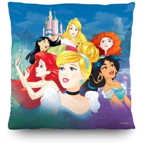 Coussin Château et Princesses 2 faces Disney 40x40 cm (1/3)