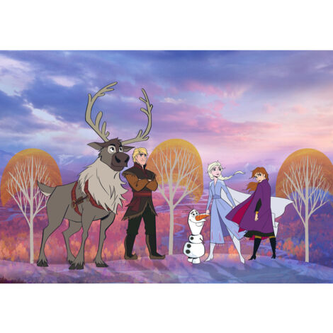 Papier Peint Intissé La Reine des Neiges Disney Forêt d'automne 400 cm x 280 cm (1/5)