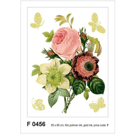 Sticker mural - Bouquet et Papillons dorés - 65 x 85 cm (1/4)