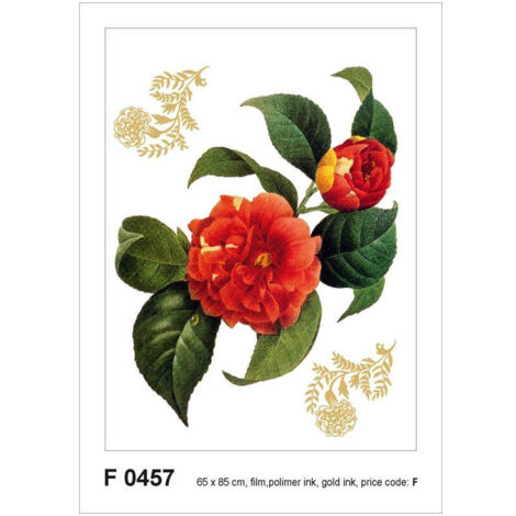 Red flower with golden elements, Grand sticker mural 65 x 85 cm (1/4)