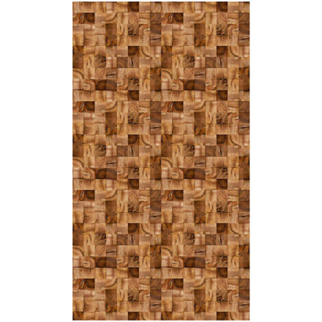 Creative, rideau imprimé mosaïque de carrés couleur bois foncé 140x245 cm, 1 pièce (1/2)