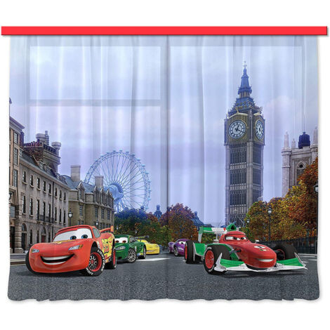 Voilage Cars à Londres Disney - 180 x 160cm - 2 parties (1/5)