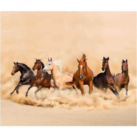 Horses, rideau imprimé 6 chevaux qui courent 280x245 cm, 2 pièces (1/2)